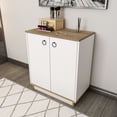thumbnail image 3 of Nuanse Storage Cabinet with Doors, White Accent Cabinet, Modern Free Standing Cabinet, Sideboard with Metal Base for Bedroom, Living Room, Kitchen and Office White Walnut Finish, 3 of 7