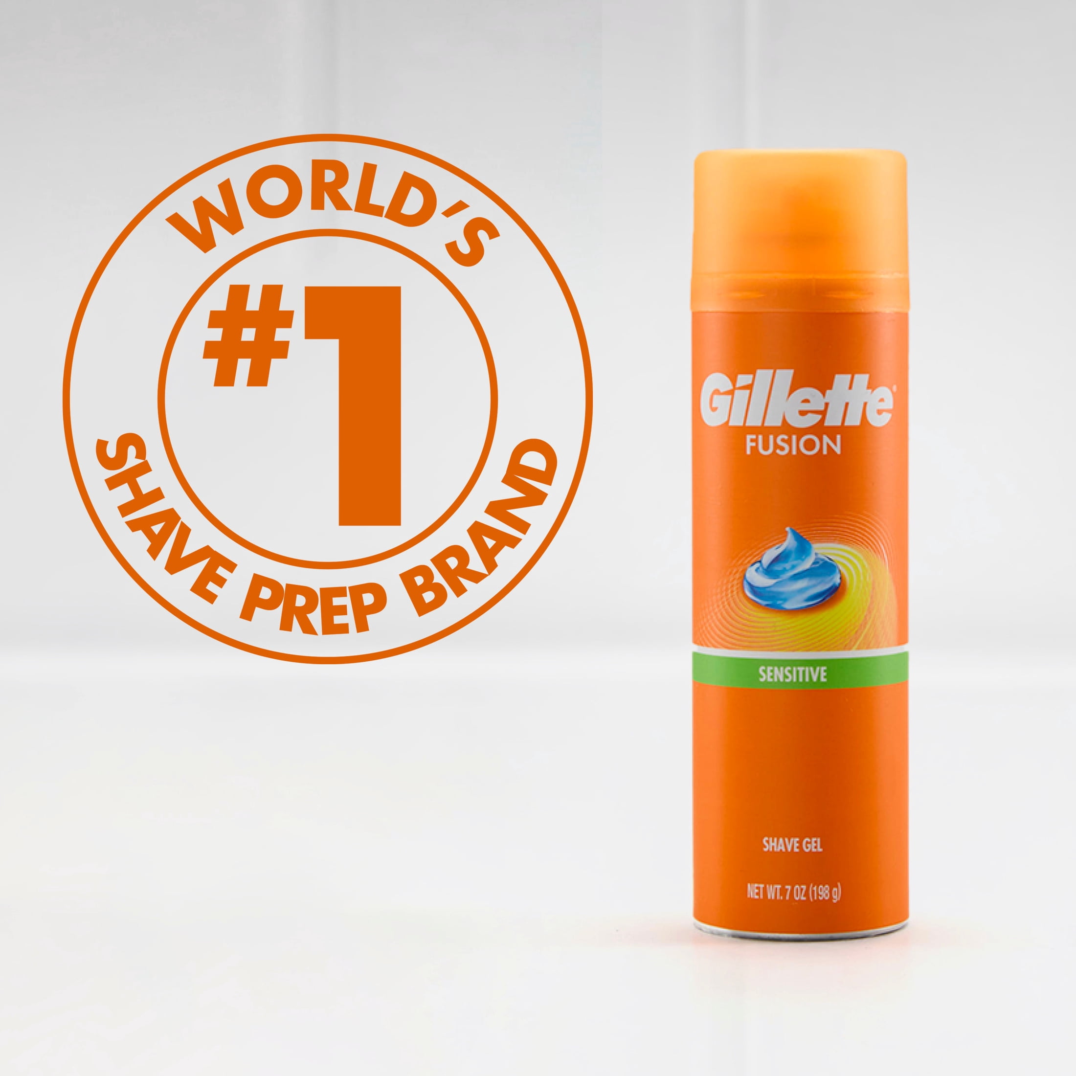 Gillette Fusion Shave Gel, Sensitive Skin Shaving Gel with Almond Oil for Men, 7 oz Pack of 2