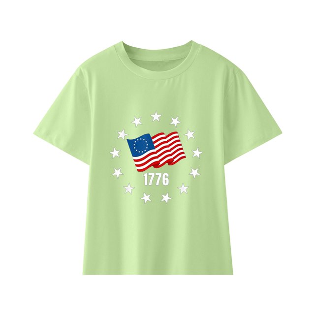 Gibobby Blusa y Camisetas para niños pequeños, camisetas con estampado gráfico 3D del 4 de julio, camisetas de manga corta a la moda para niños y niñas, camisetas informales (Verde, 3-4 Años)