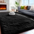 thumbnail image 1 of Alfombra PAGISOFE, esponjosa, negra, 120 x 180 cm, moderna, para dormitorio, 1 of 9