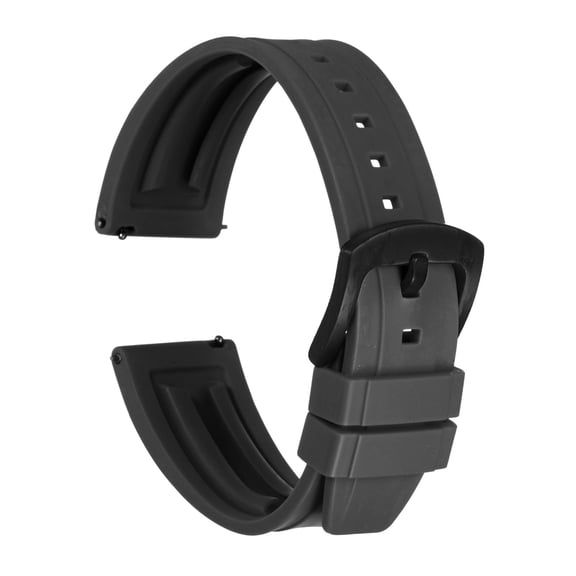 Uxcell Watch Bands 22mm Rubber Watch Strap Quick Release Black Strap Black Buckle