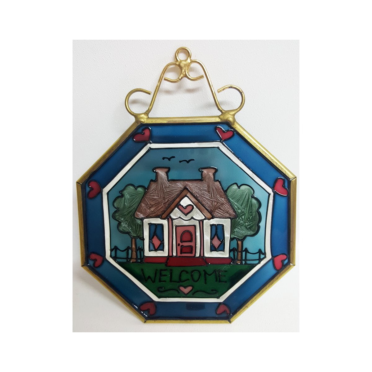 Joan Baker Designs Stained Glass Cottage Hanging Window Art
