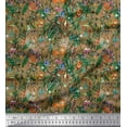 thumbnail image 1 of Soimoi Polyester Crepe Fabric Leaves & Cartoon Animals Jungle Print Sewing Fabric Yard 52 Inch Wide, 1 of 3