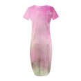 thumbnail image 3 of Women Summer Casual T-Shirt Dress Crewneck Sundress Aline Flowy Maxi Long Beach Dress Vacation Outfits Hot Pink S, 3 of 5