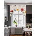 thumbnail image 3 of Sunflower Floral Swag Valances for Windows, Small Curtains Drapes, Summer Pastoral Spring Botanical Kitchen Window Curtains Over Sink Rod Pocket Window Treatment Valance for Bedroom/Bathroom 56"x36", 3 of 5