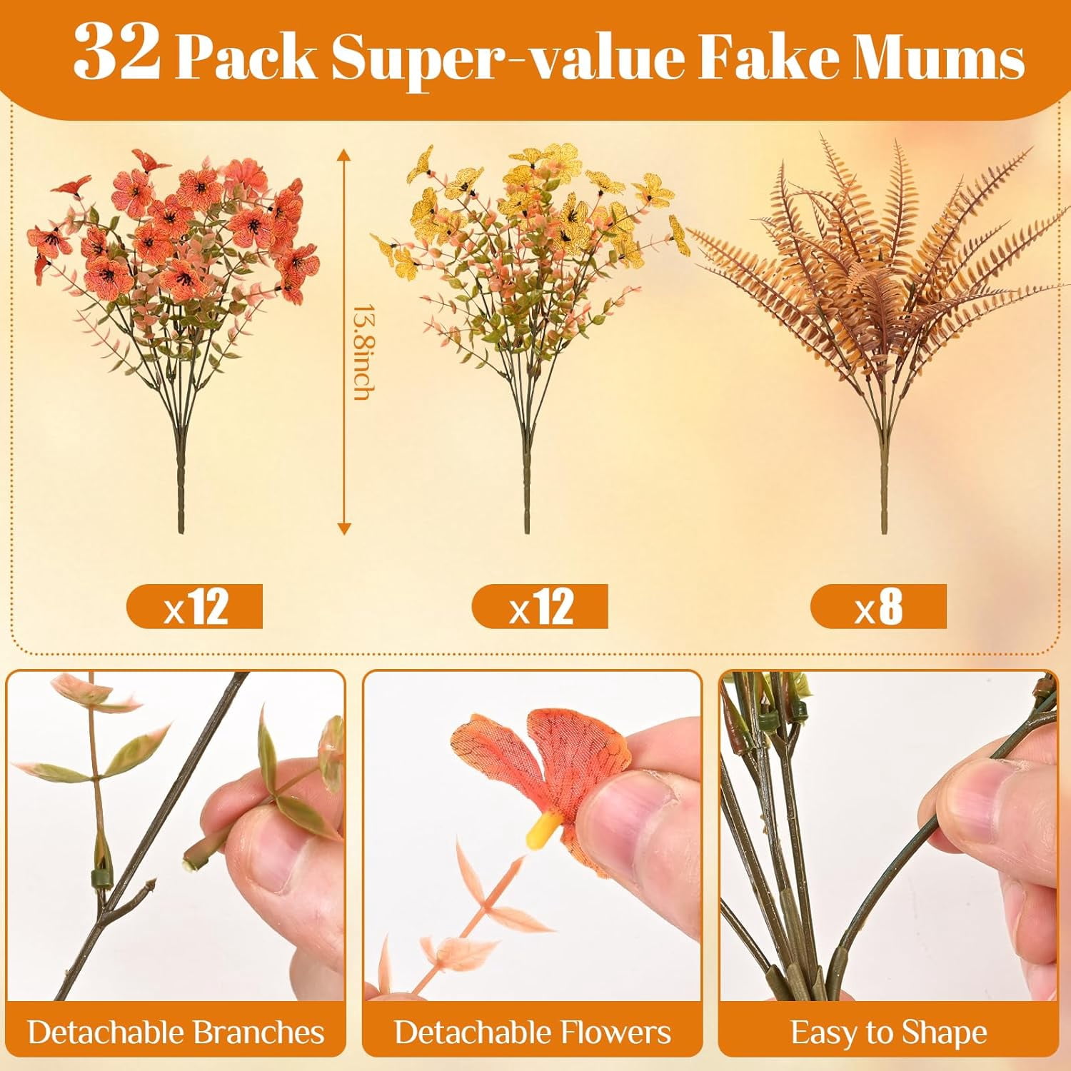 Yastouay 32 Bundles Artificial Flowers for Outdoors, UV Resistent Fake Boxwood Flowers Faux Outdoor Plants for Outside Garden Balcony Yard Porch Decor
