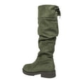thumbnail image 6 of Rokment Slouchy Knee High Boots for Women Ladies Fall Winter Fashion Casual Suede Back Strappy Chunky Low Heel Wide Calf Tall Dress Boots Dark Green Size 6.5, 6 of 7