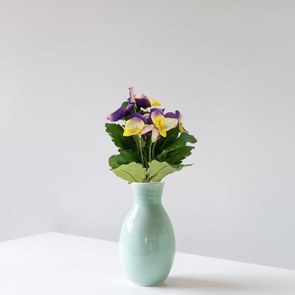 Allstate Two-Tone Pansy Artificial Silk Floral Craft Pick - 8" - Lavender and Yellow