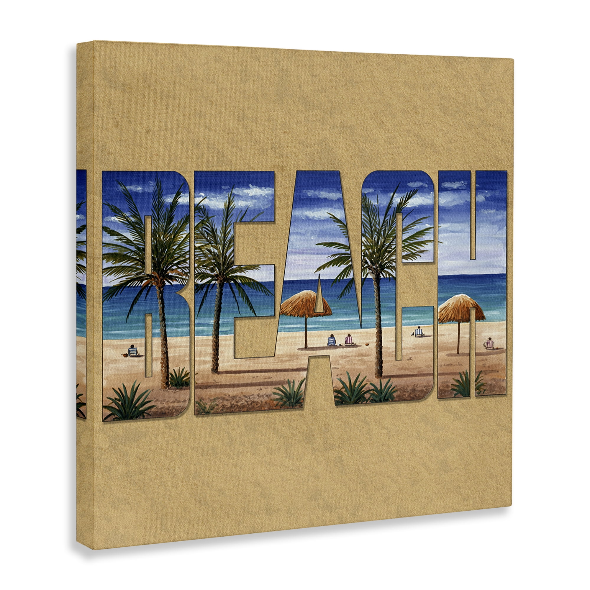 Stupell Industries Tropical Beach Typography Nautical & Beach Painting Wrapped Canvas Art Print Wall Art, 30 x 30