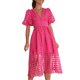 thumbnail image 3 of Lucakuins - Vestido largo de verano para mujer, vestido elegante de malla con textura a cuadros, manga corta, cuello en V, vestido midi Lucakuins  moda, 3 of 6