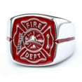 thumbnail image 5 of K-KED Black/Red Enamel Fire Department Firefighter Ring Stainless Steel Fireman Ring-14-Black, 5 of 8