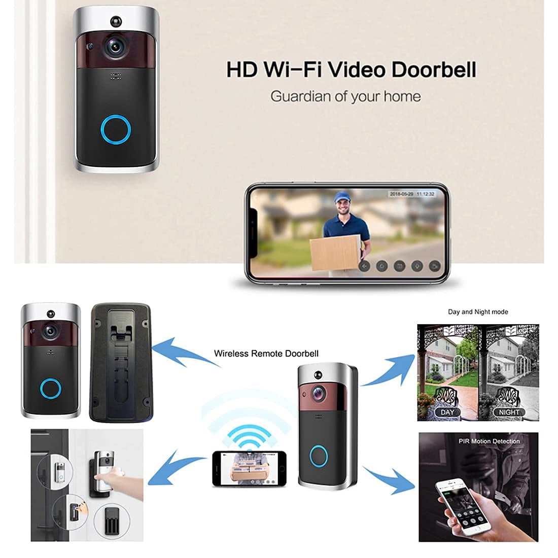 Netatmo Smart Video Doorbell 2 Way Audio Hd Camera Person Detection Night  Vision Easy Installation Built In Speaker No Monthly Fees Model Ndbus :  Target