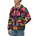 thumbnail image 3 of Honeii Colorful Floral Embroidery Mexican Print Hoodies for Men, Pullover & Full Zip, Breathable Zip up Hoodie, Sweatshirt-XX-Large, 3 of 5