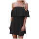 thumbnail image 1 of Moda mujer verano casual fuera del hombro un hombro volantes vestido Fridja qw2510, 1 of 1