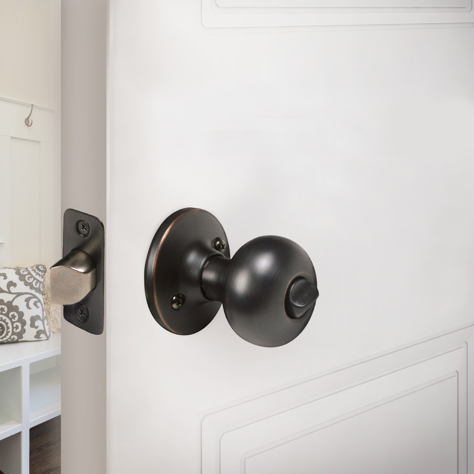Design House Cambridge Universal 6-Way Privacy Bed and Bath Door Knob, Oil Rubbed Bronze