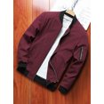 thumbnail image 4 of FAROOT Men's Bomber Jackets Solid/Contrast Color Stand Collar Long Sleeve Zip Front Coat, 4 of 6
