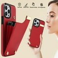 thumbnail image 4 of ELEHOLD Leather Wallet Case for iPhone 13 Pro,Premium Leather Material with Organ Card Slots Holders Full Body Protection Shockproof Anti-Fingerprint Purse Case,Red, 4 of 7