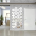 thumbnail image 3 of 12 Unids / Set De 3D Etiqueta De Espejo Moderno Ventana De Pared Habitación Decal 177 * 153 * 90mm Decoraciones Para Plata BLESIY Adhesivos de pared hexagonales 3D, 3 of 8
