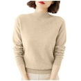 thumbnail image 2 of Zedker Wool Sweaters For Womens Fall Winter Warm Soft Knitted Loose Pullover Turtleneck Long Sleeves Sweaters Beige L, 2 of 7