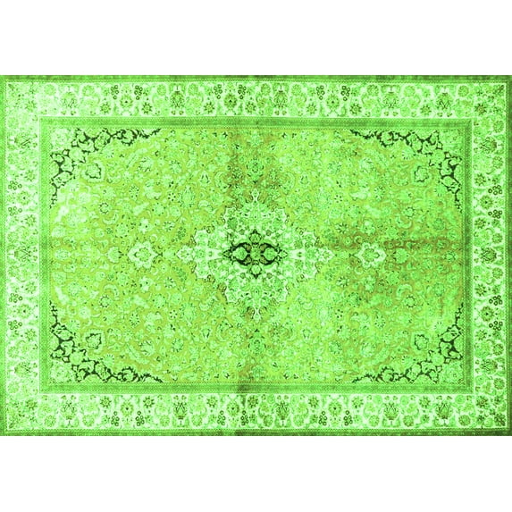 Ahgly Company Indoor Rectangle Medallion Green Traditional Area Rugs, 5' x 8'
