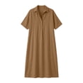 thumbnail image 6 of Women's Shirt Dresses Collared Short Sleeve Maxi Dress Breathable Relaxed Fit Vacation Resort Summer Dress Brown S, 6 of 6