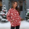 thumbnail image 3 of HELLHERO Xmas Snowmen Print Women Oversized Sweatshirt Warm Crewneck Sweater with Pocket Long Sleeve Winter Pullover Tops Size M, 3 of 7