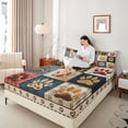 thumbnail image 3 of Homewish Vintage Dog Paws Plaid Bed Sheets,Rustic Animal Full Size Sheets,Brown,4pcs,1 Flat Sheet, 1 Fitted Sheet and 2 Pillowcases, 3 of 6