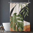 thumbnail image 3 of Abstract Tropical Shower Curtain Plant Palm Leaf Botanical Shower Curtains Waterproof Polyester Fabric Shower Curtain Set with 12 Hooks Bathroom Decor, 72x72 Inches, 3 of 6