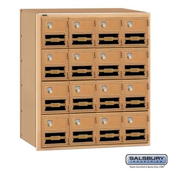 Salsbury Industries 2016RL-COMBO Salsbury Brass Mailbox 16 Doors with Combination Locks - Rear Loading