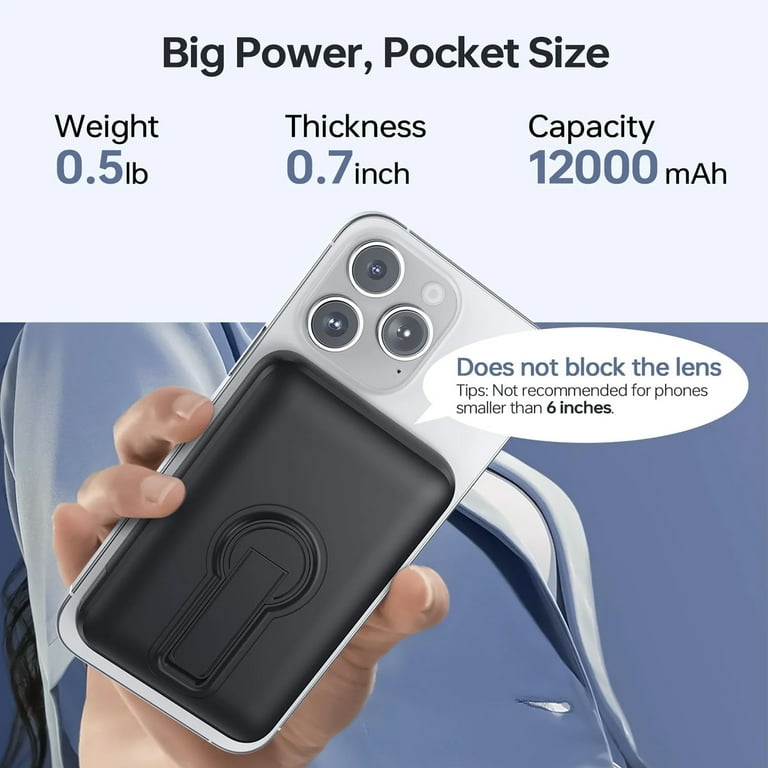 Magnetic Wireless Portable Charger, 12000mAh MagSafe Power Bank