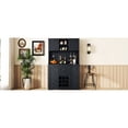 thumbnail image 5 of Dark blue coffee bar cabinet offers flexible storage for coffee and wine in rooms, 5 of 7