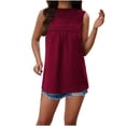 thumbnail image 2 of Aboser Boho Sleeveless Tank Tops Women Loose Fit Summer T Shirt Solid Casual High Neck Tunic Top Ruffled Beach T-Shirts, 2 of 7