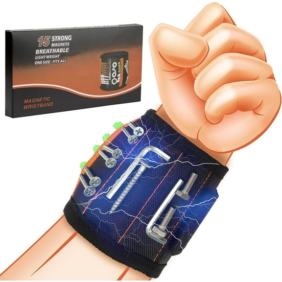 Wattne Magnetic Wristband - Men & Women's Tool Bracelet with 15 Strong Magnets for Holding Screws/Nails/Drill, Gifts for Men/Father/Dad/Handyman/Electrician/Husband - Father's Day Gifts