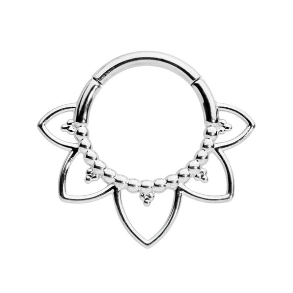 Body Candy Womens 16G 316L Steel Hinged Segment Ring Seamless Cartilage Nipple Ring Flower Nose Hoop 5/16"