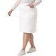 thumbnail image 4 of Falda de mezclilla para mujer de talla grande Agnes Orinda con bolsillos laterales, cintura elástica y abertura acampanada, talla 1X, blanca, 4 of 7