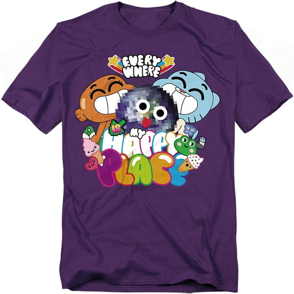 Amazing World Of Gumball Happy Place Unisex Adult T Shirt, Purple, Small