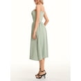 thumbnail image 4 of Vestido midi casual de verano para mujer, sin mangas, sin espalda, vestido de una línea de moda con bolsillos laterales de corte bajo,Green,M, 4 of 8