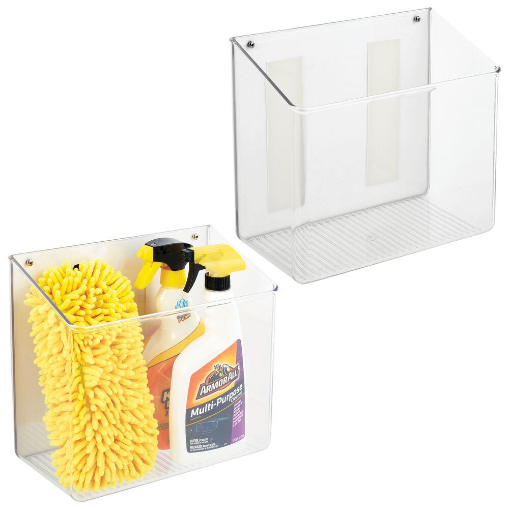 mDesign Plastic Adhesive Wall Mount Home Storage Organizer Basket