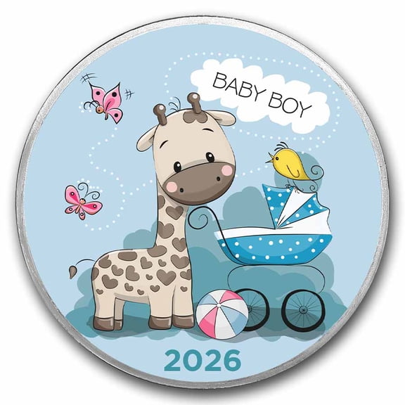 2026 1 oz Silver Colorized Round - APMEX (Baby Boy Giraffe)