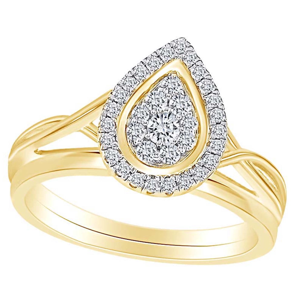Wishrocks 1 3 Cttw Womens Round Natural Diamond Teardrop Cluster wishrocks-1-3-cttw-womens-round-natural-diamond-teardrop-cluster