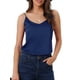 thumbnail image 4 of Camiseta de satén para mujer, top sin mangas con escote en V, blusa casual y formal, camisón de capa 2026 S, color marino, 4 of 5