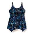 thumbnail image 4 of Swim 365 Women's Plus Size Longer-Length Handkerchief Hem Tankini Top, 4 of 6