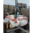 thumbnail image 2 of Fsddascl Blue Christmas Snowman Outdoor Tablecloth - 60 Inch Round Dining Table Cover, Xmas Tree Snowflake Waterproof Outdoor Table Cloth with Umbrella Hole & Zipper for Picnic/Patio/Party, 2 of 7