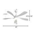 thumbnail image 3 of POPFAN 52 Inch Modern Ceiling Fan with 3 Color Dimmable Light 5 ABS Blades Smart Remote Control Reversible DC Motor for Indoor, White, 3 of 9