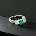 thumbnail image 3 of Gem Stone King 925 Sterling Silver 3-Stone Ring Nano Emerald Moissanite(1.72 Cttw) (Size 6), 3 of 4