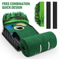 Golf Putting Mat under $5! Cagogo 3-Hole Putting Mat, Professional Golf Putting Green Mat with Realistic Turf Surface, Portable Indoor Outdoor Practice Mat for Golf Training, Home Office Backyard Use