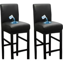 Shukii Waterproof Barstool Covers 2 Pack Stretch PU Leather Bar Stool Covers With Backs Pub Counter Stool Chair Covers Black