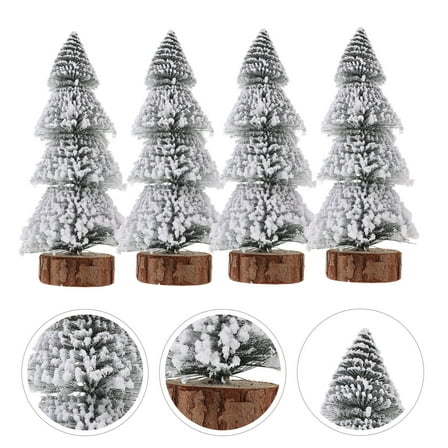 KALLORY Decorative Small Xmas Trees Multi Pet Wood Flocking for Festive Cheer 2Pcs
