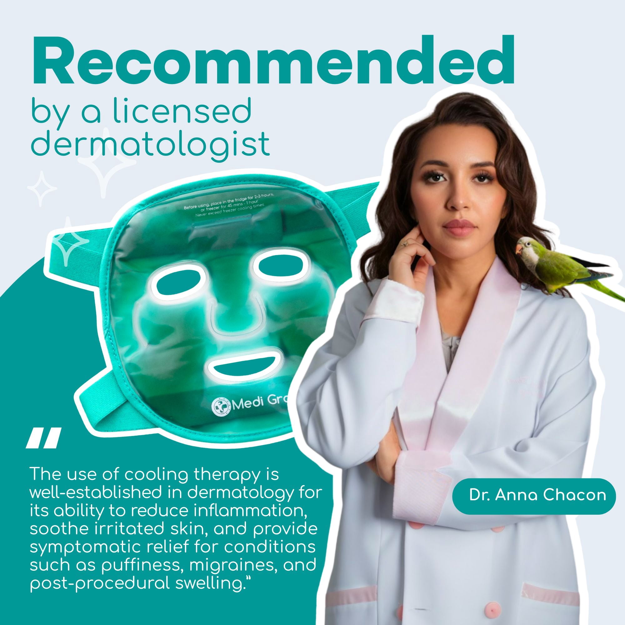Medi Grade Adult Cooling Mask – Ice Face and Eye Mask with Chillgel for Puffy Eyes & Migraine Relief