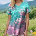 thumbnail image 5 of COMVALUE Womens Heart Printed Animals Nurse Uniforms 2026 Scrub Tops for Women Short Sleeve V Neck Scrub Shirt with Pockets (Pink, 3XL), 5 of 9
